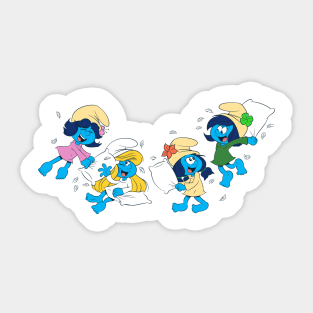 Smurf Girls Pillow Fight Sticker